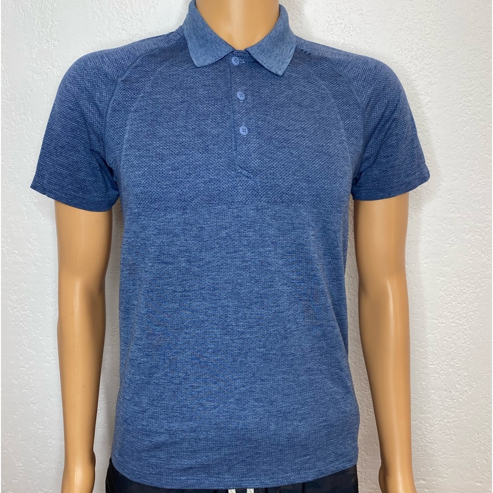 Lululemon Metal Vent Tech Short Sleeve Polo Shirt Men’s Size S Blue EUC